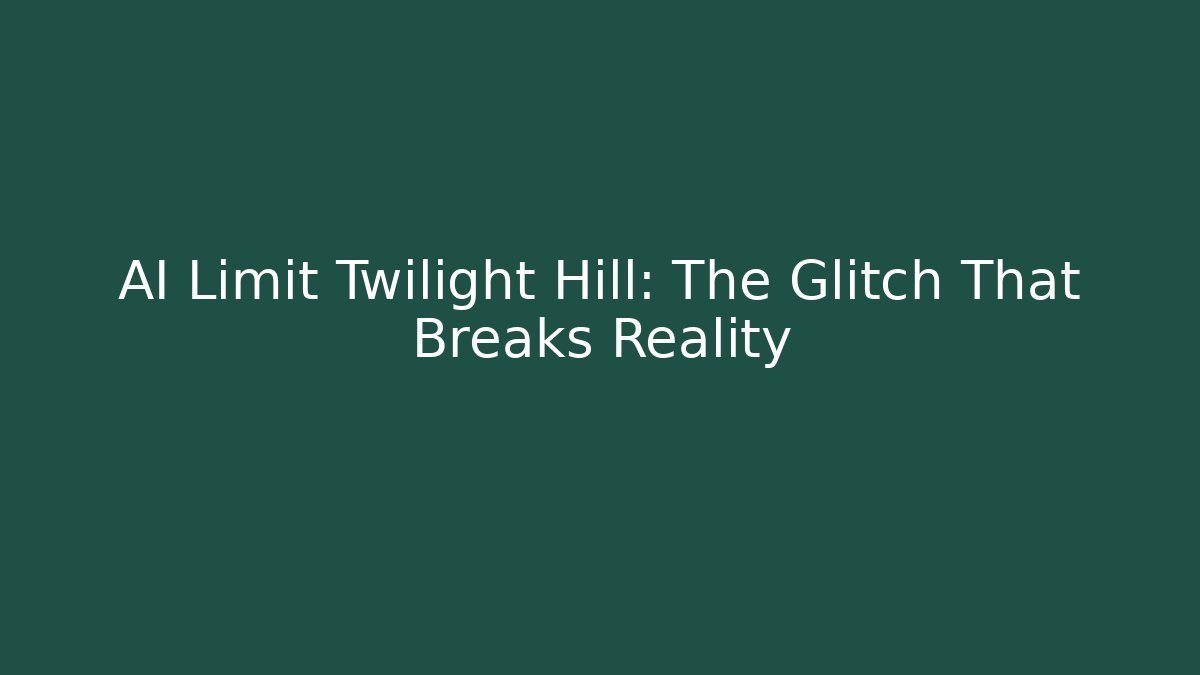 AI Limit Twilight Hill: The Glitch That Breaks Reality