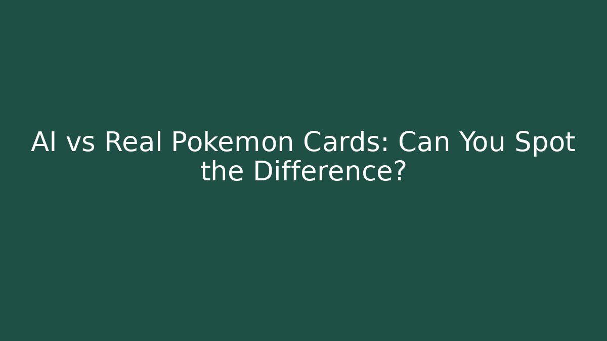 AI vs Real Pokémon Cards: Can You Spot the Difference?