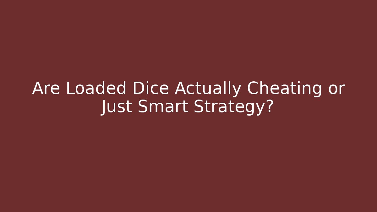 Are Loaded Dice Actually Cheating or Just Smart Strategy?
