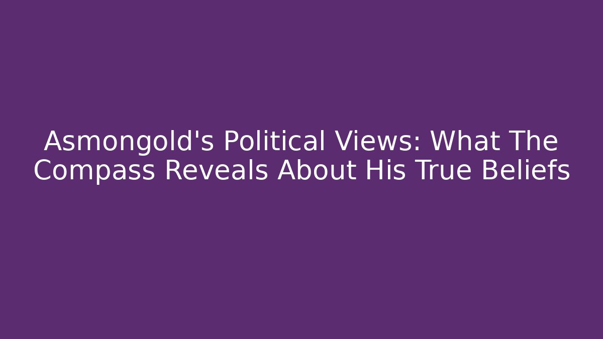 Asmongold's Political Views: What The Compass Reveals About His True Beliefs