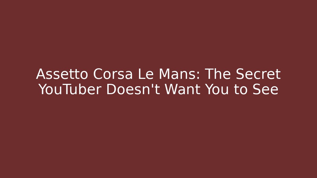 Assetto Corsa Le Mans: The Secret YouTuber Doesn't Want You to See