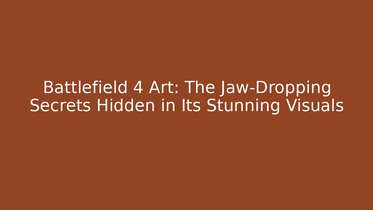 Battlefield 4 Art: The Jaw-Dropping Secrets Hidden in Its Stunning Visuals