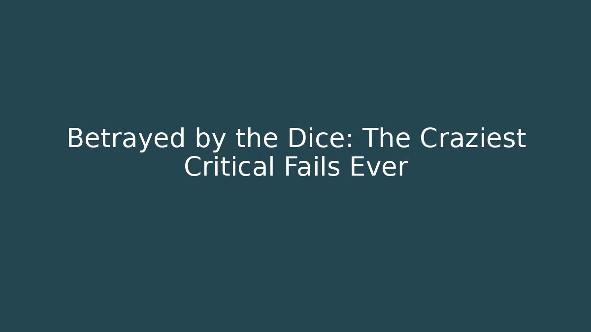 Betrayed by the Dice: The Craziest Critical Fails Ever