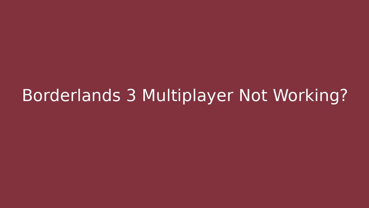 Borderlands 3 Multiplayer Not Working?