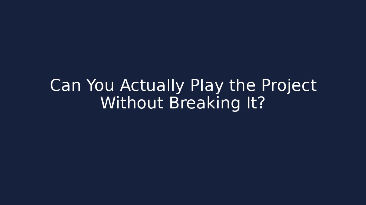 Can You Actually Play the Project Without Breaking It?
