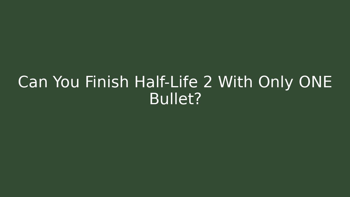 Can You Finish Half-Life 2 With Only ONE Bullet?