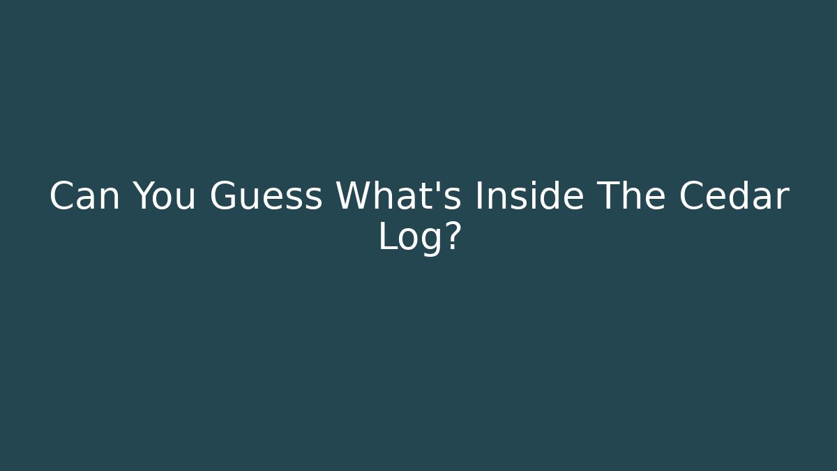 Can You Guess What’s Inside The Cedar Log? - Boomer Naturals