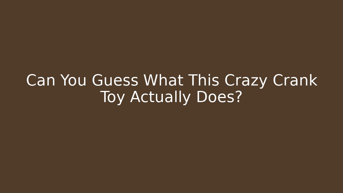 Can You Guess What This Crazy Crank Toy Actually Does?