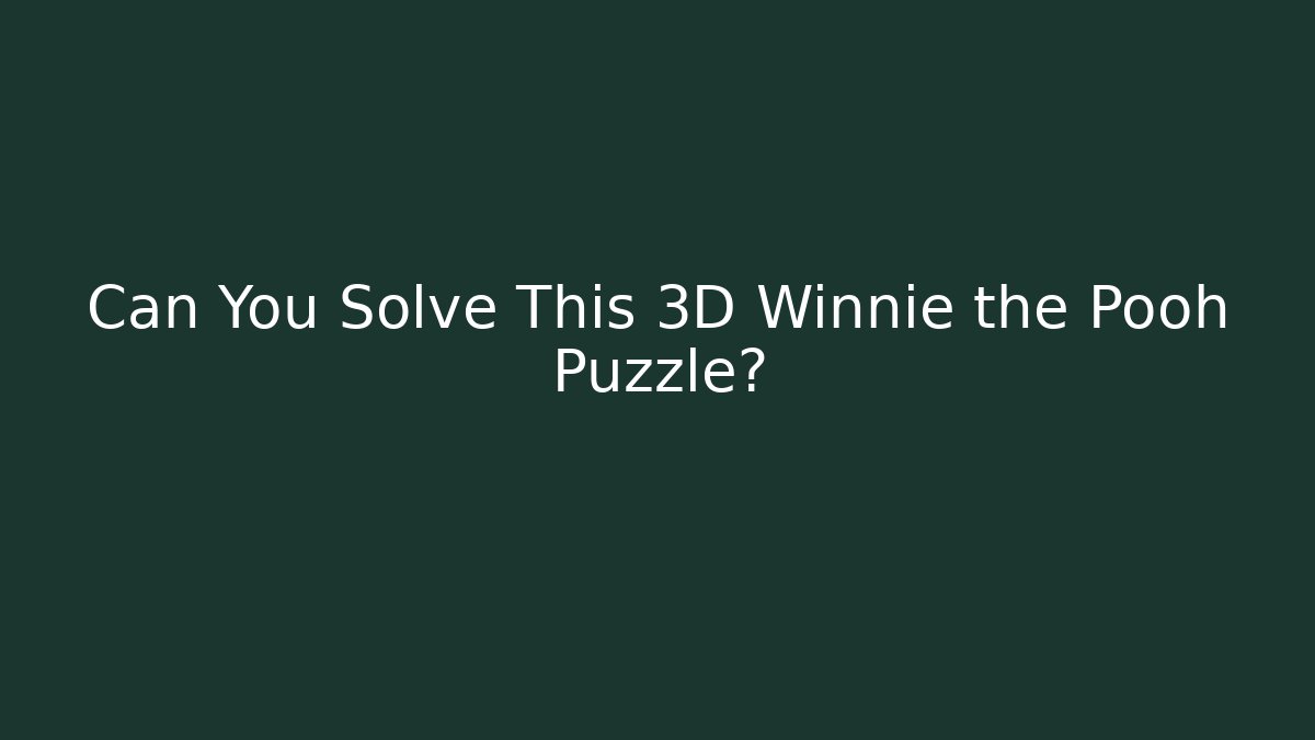 Can You Solve This 3D Winnie the Pooh Puzzle?