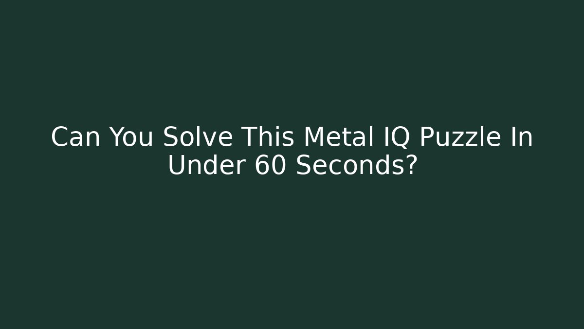 Can You Solve This Metal IQ Puzzle In Under 60 Seconds?