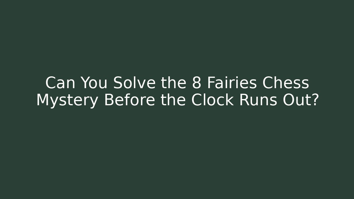 Can You Solve the 8 Fairies Chess Mystery Before the Clock Runs Out?