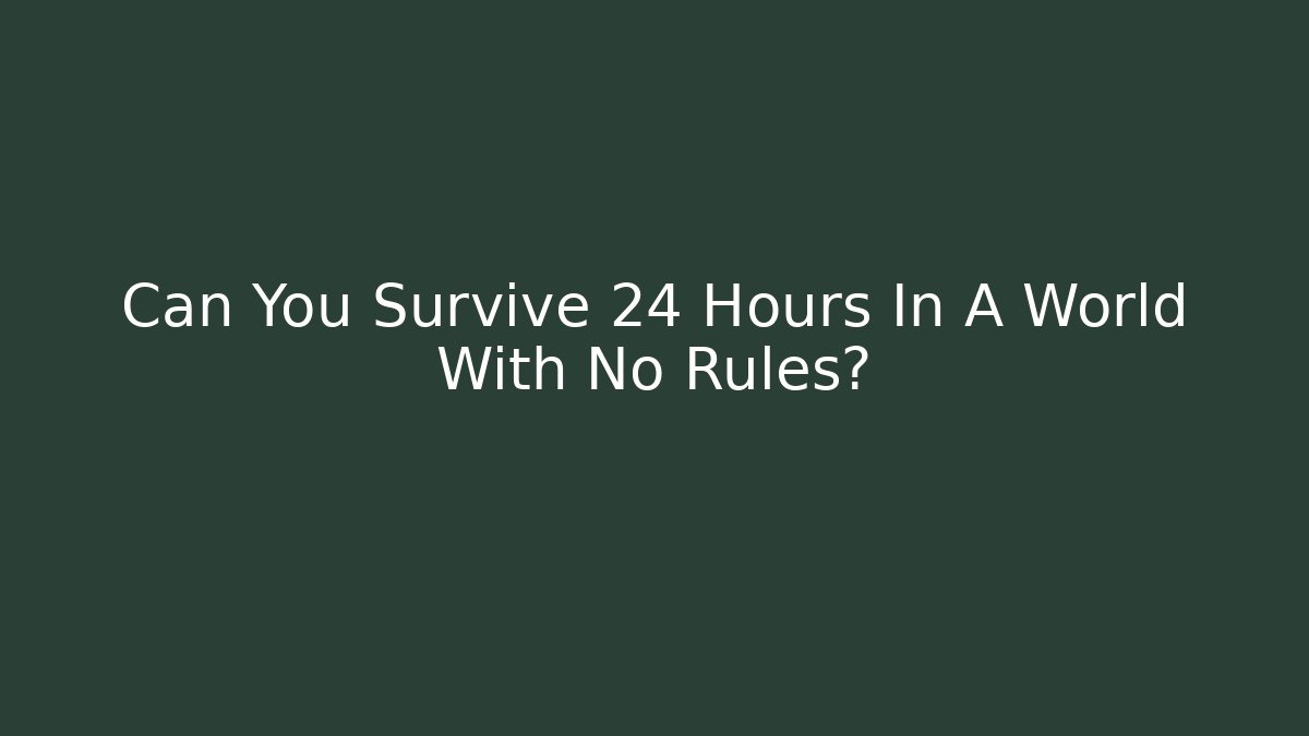 Can You Survive 24 Hours In A World With No Rules?