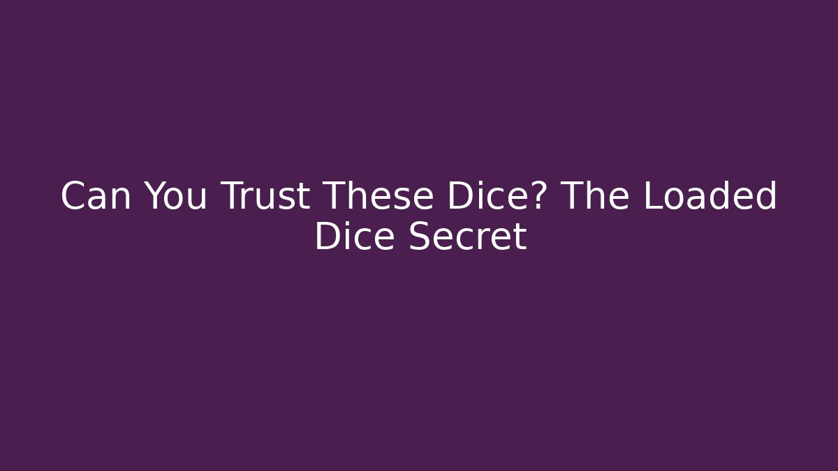 Can You Trust These Dice? The Loaded Dice Secret