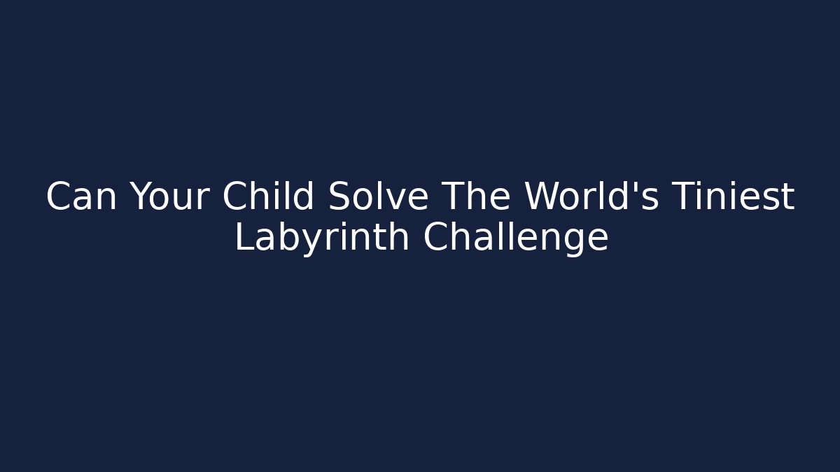 Can Your Child Solve The World's Tiniest Labyrinth Challenge