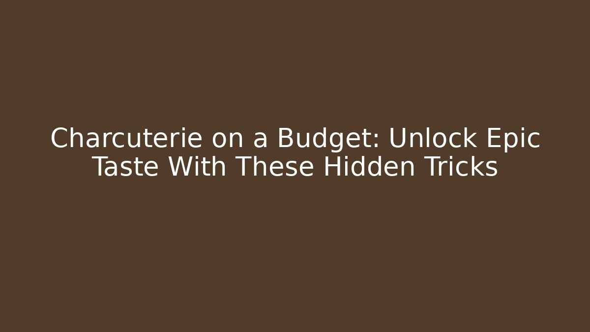 Charcuterie on a Budget: Unlock Epic Taste With These Hidden Tricks