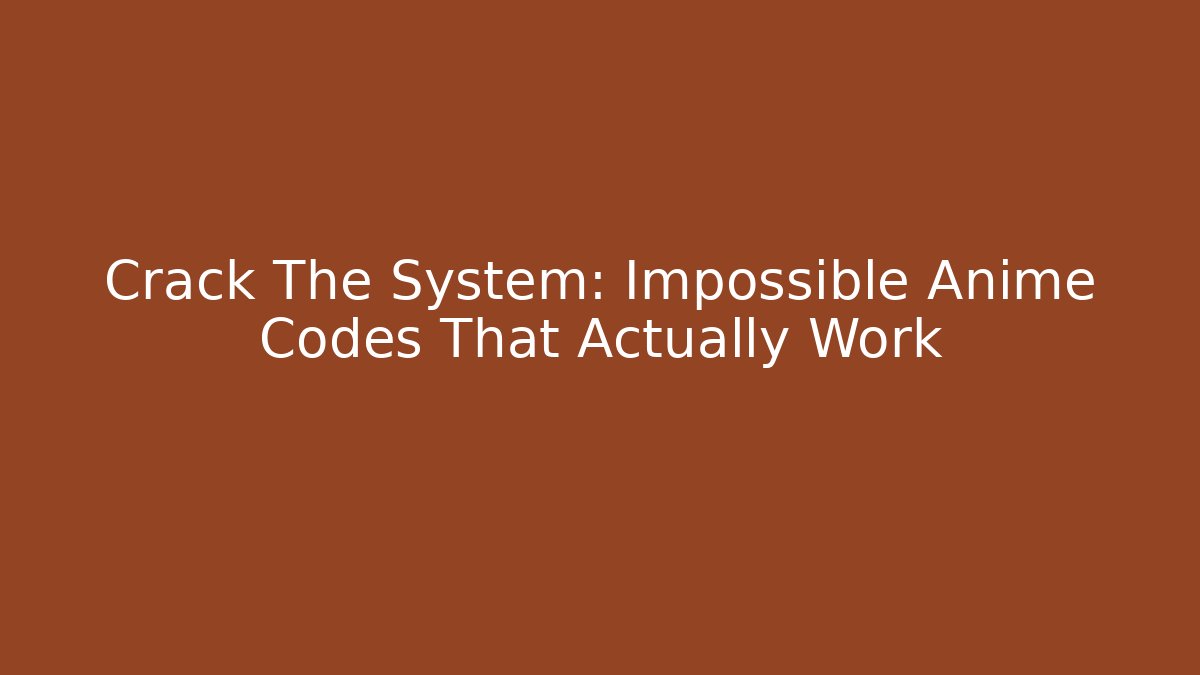 Crack The System: Impossible Anime Codes That Actually Work - Boomer Naturals