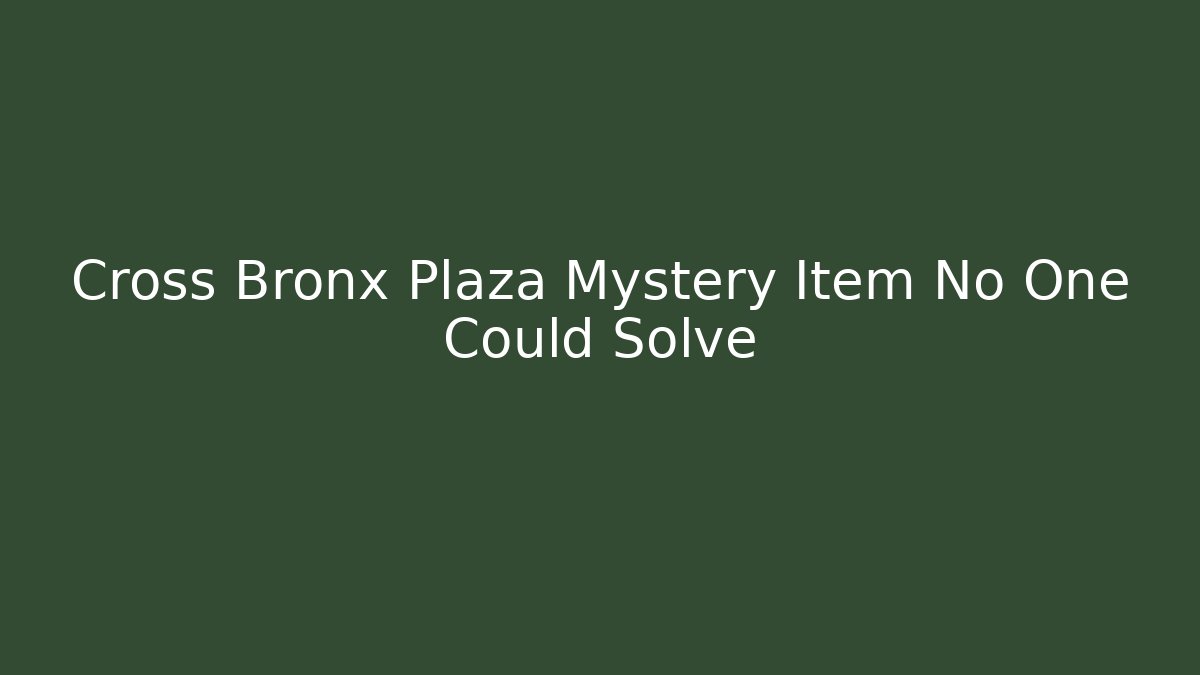 Cross Bronx Plaza Mystery Item No One Could Solve