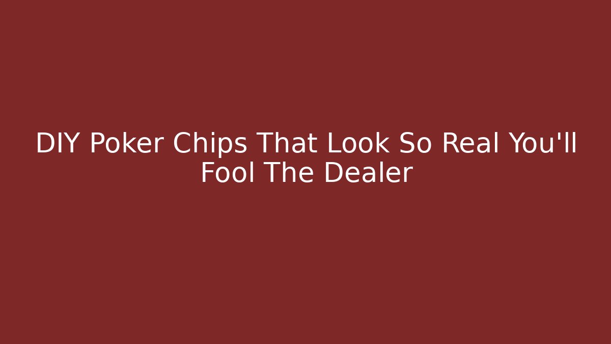 DIY Poker Chips That Look So Real You’ll Fool The Dealer