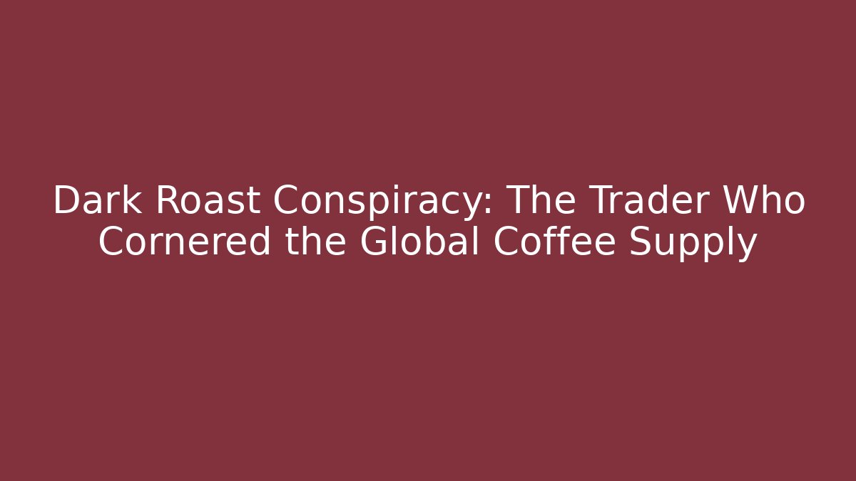 Dark Roast Conspiracy: The Trader Who Cornered the Global Coffee Supply