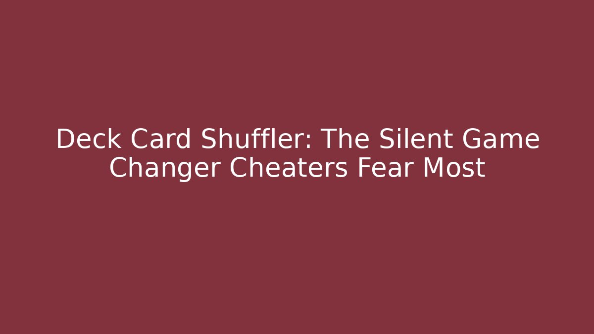 Deck Card Shuffler: The Silent Game Changer Cheaters Fear Most