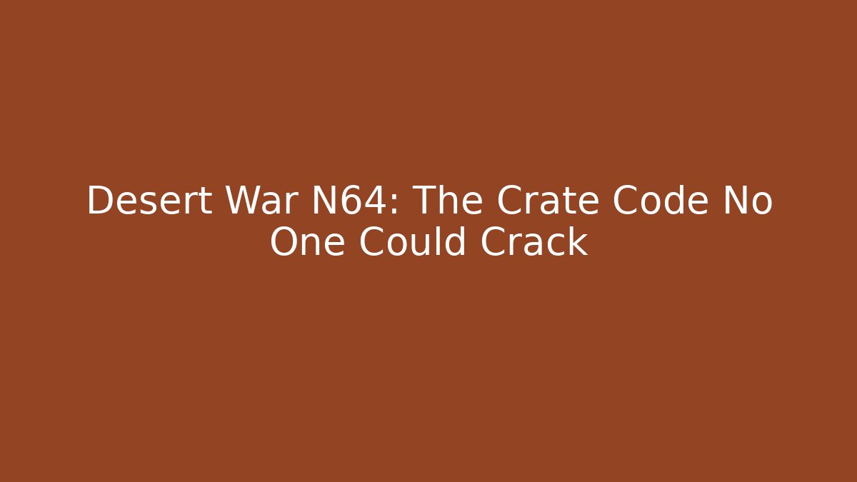 Desert War N64: The Crate Code No One Could Crack