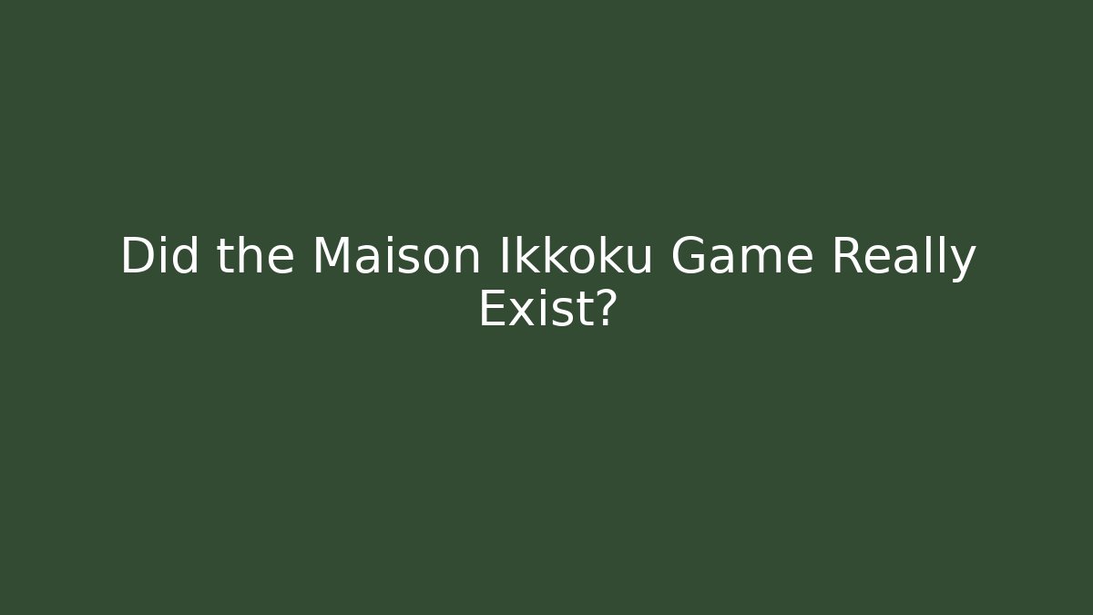 Did the Maison Ikkoku Game Really Exist?