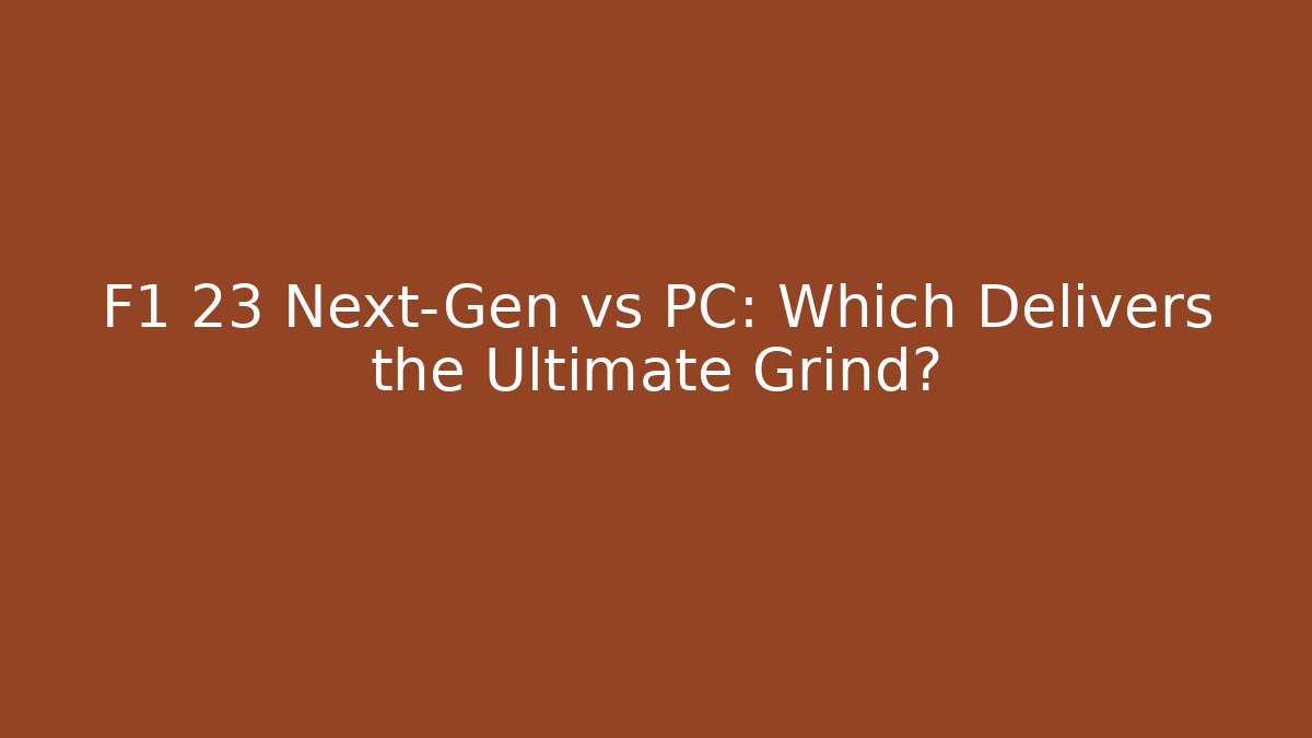 F1 23 Next-Gen vs PC: Which Delivers the Ultimate Grind?