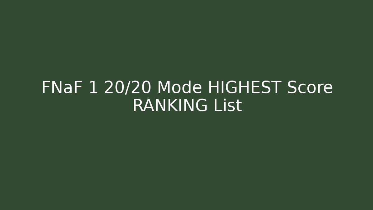 FNaF 1 20/20 Mode HIGHEST Score RANKING List