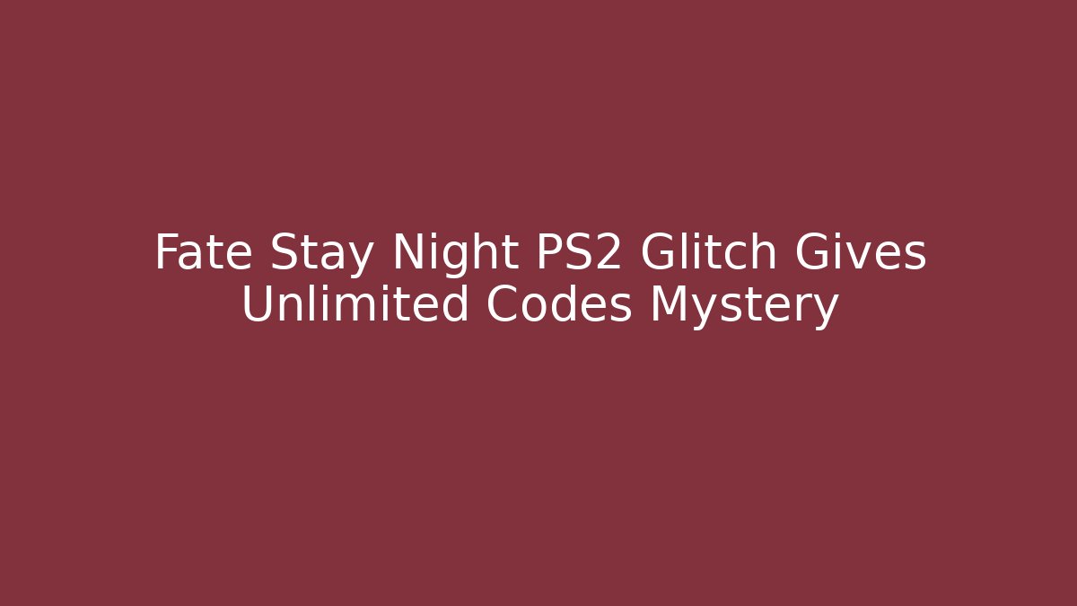Fate Stay Night PS2 Glitch Gives Unlimited Codes Mystery