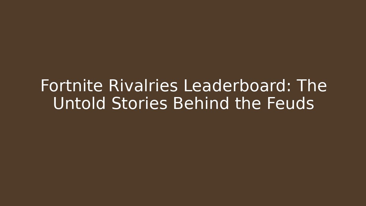 Fortnite Rivalries Leaderboard: The Untold Stories Behind the Feuds