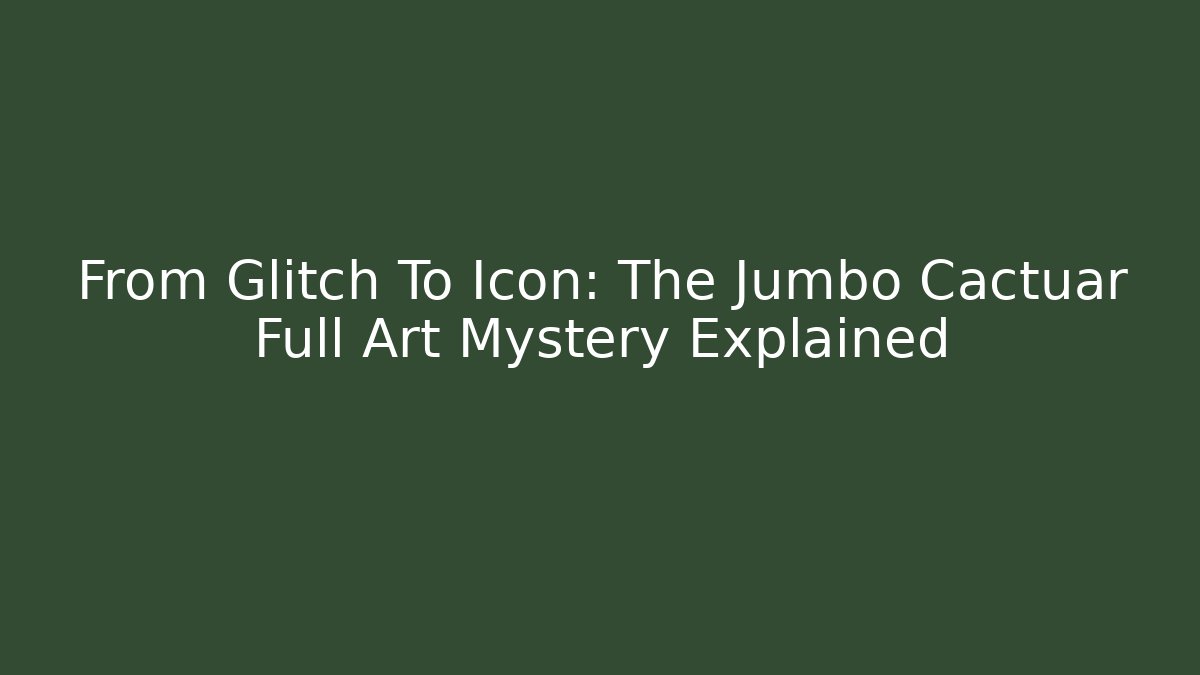 From Glitch To Icon: The Jumbo Cactuar Full Art Mystery Explained