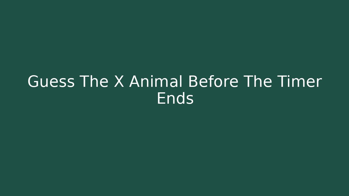 Guess The X Animal Before The Timer Ends