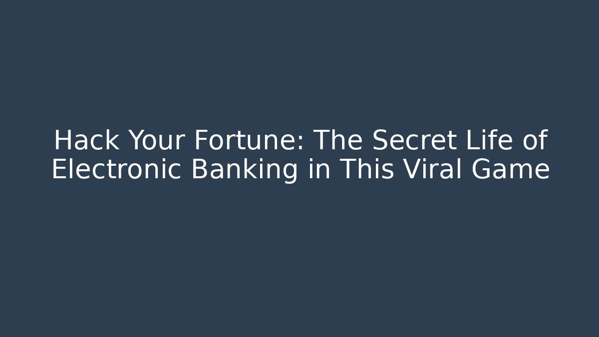Hack Your Fortune: The Secret Life of Electronic Banking in This Viral Game