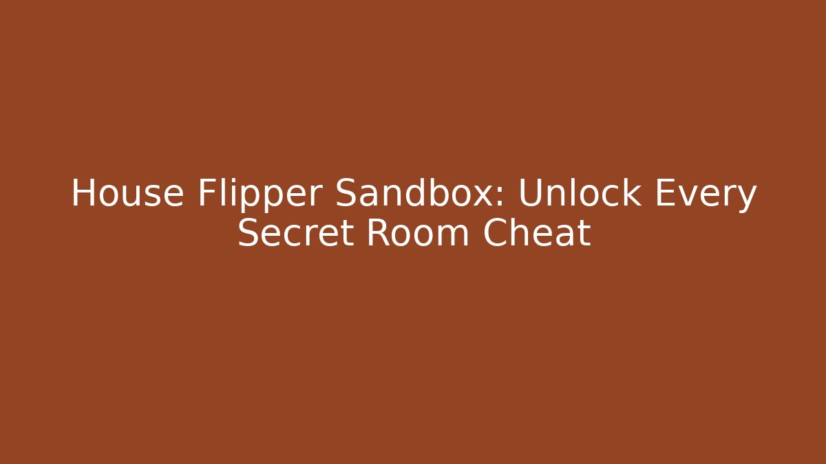House Flipper Sandbox: Unlock Every Secret Room Cheat