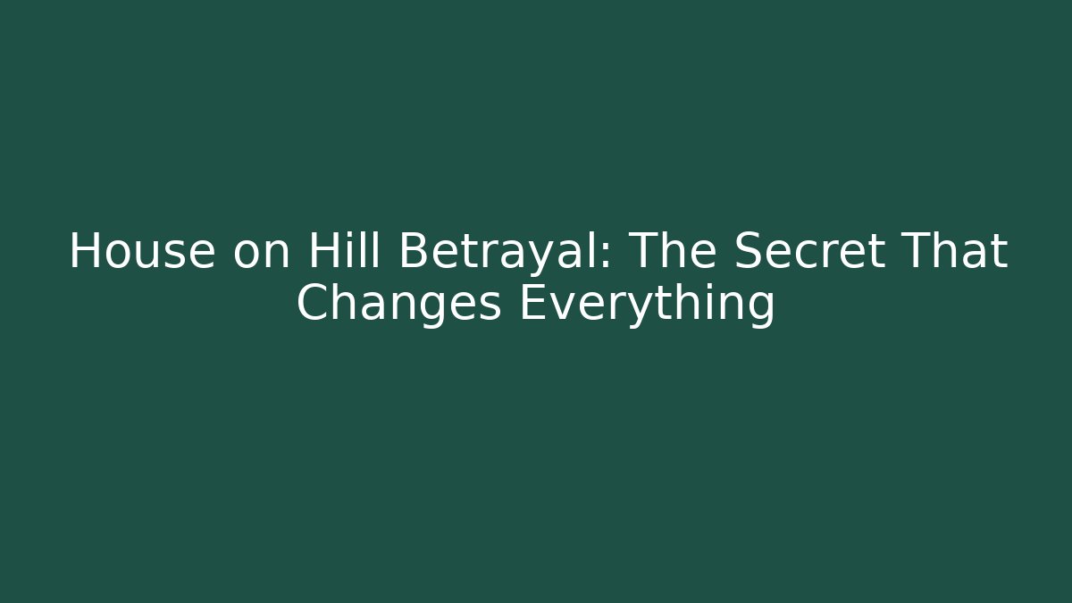 House on Hill Betrayal: The Secret That Changes Everything