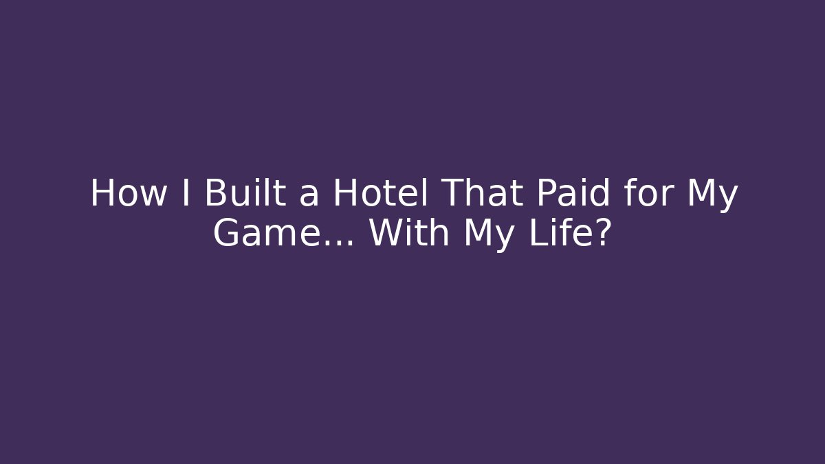 How I Built a Hotel That Paid for My Game… With My Life?