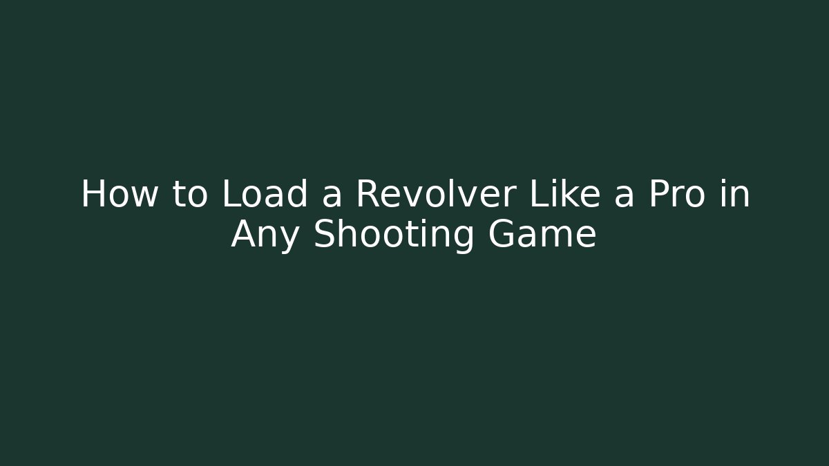 How to Load a Revolver Like a Pro in Any Shooting Game