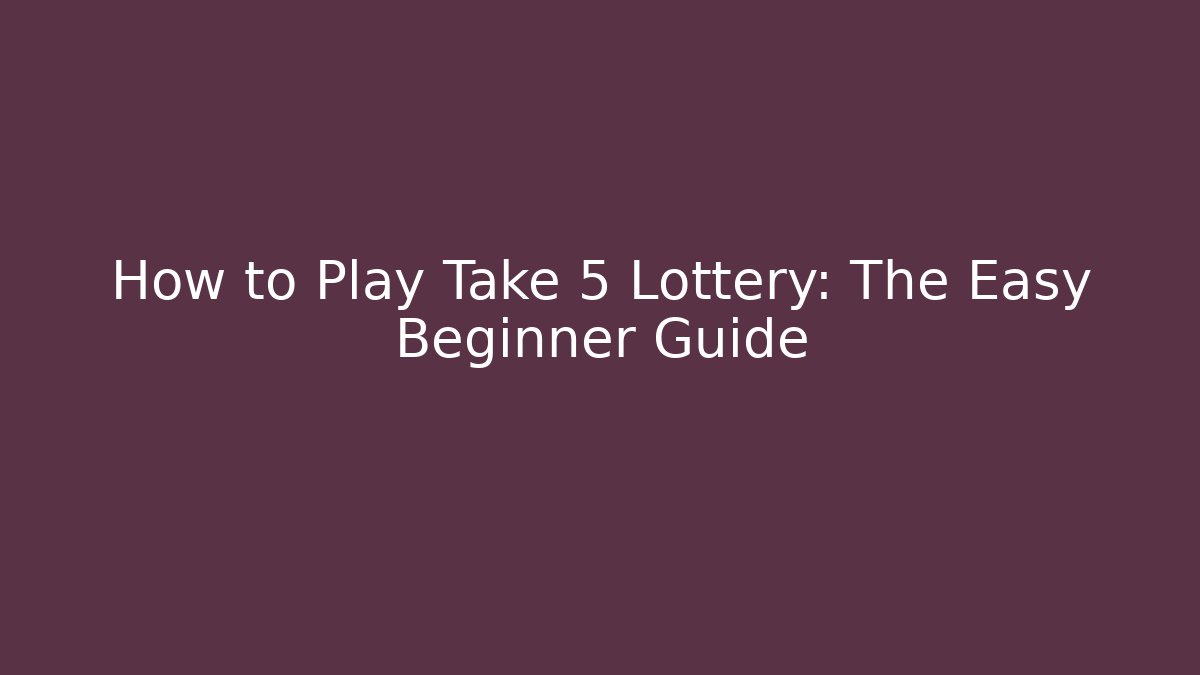 How to Play Take 5 Lottery: The Easy Beginner Guide