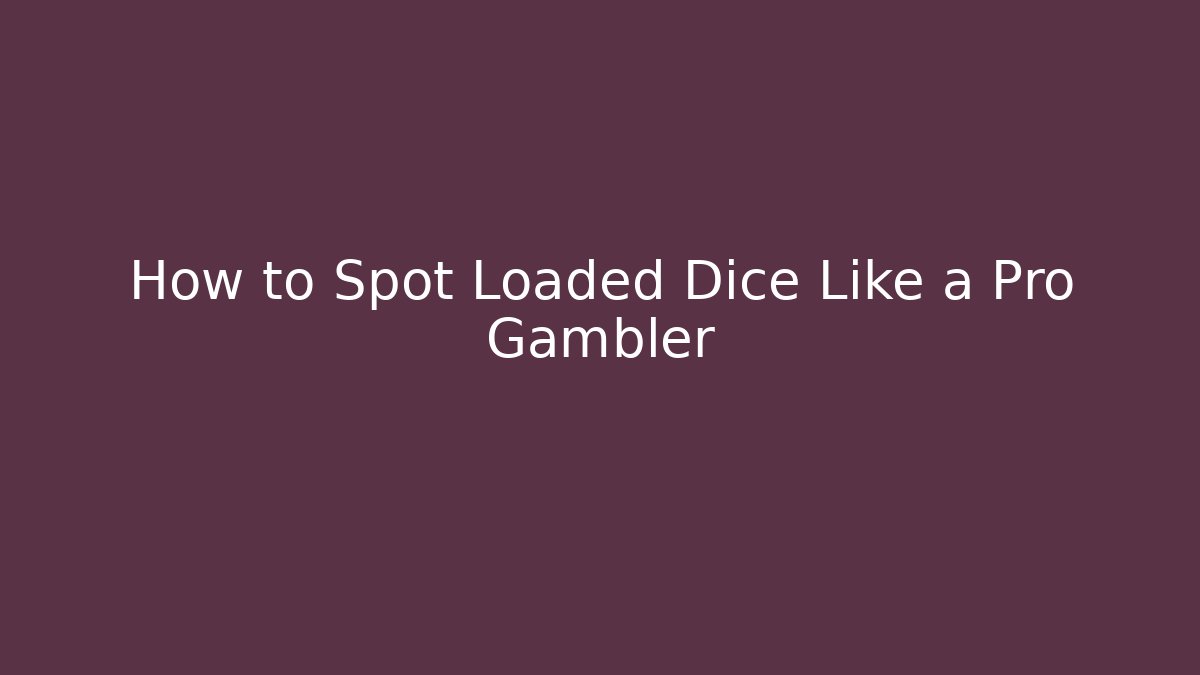 How to Spot Loaded Dice Like a Pro Gambler