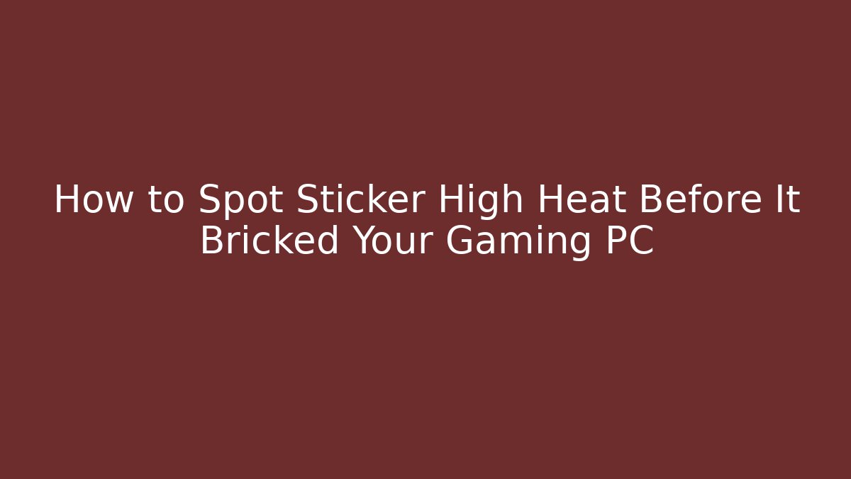 How to Spot Sticker High Heat Before It Bricked Your Gaming PC