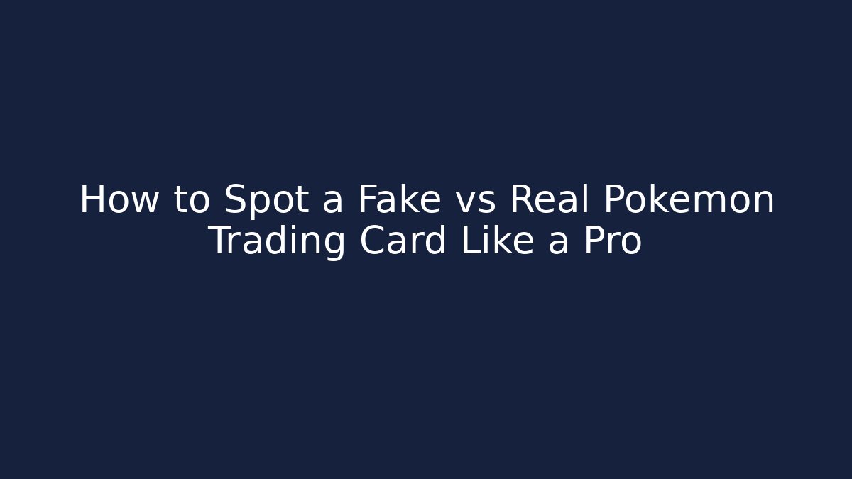 How to Spot a Fake vs Real Pokémon Trading Card Like a Pro