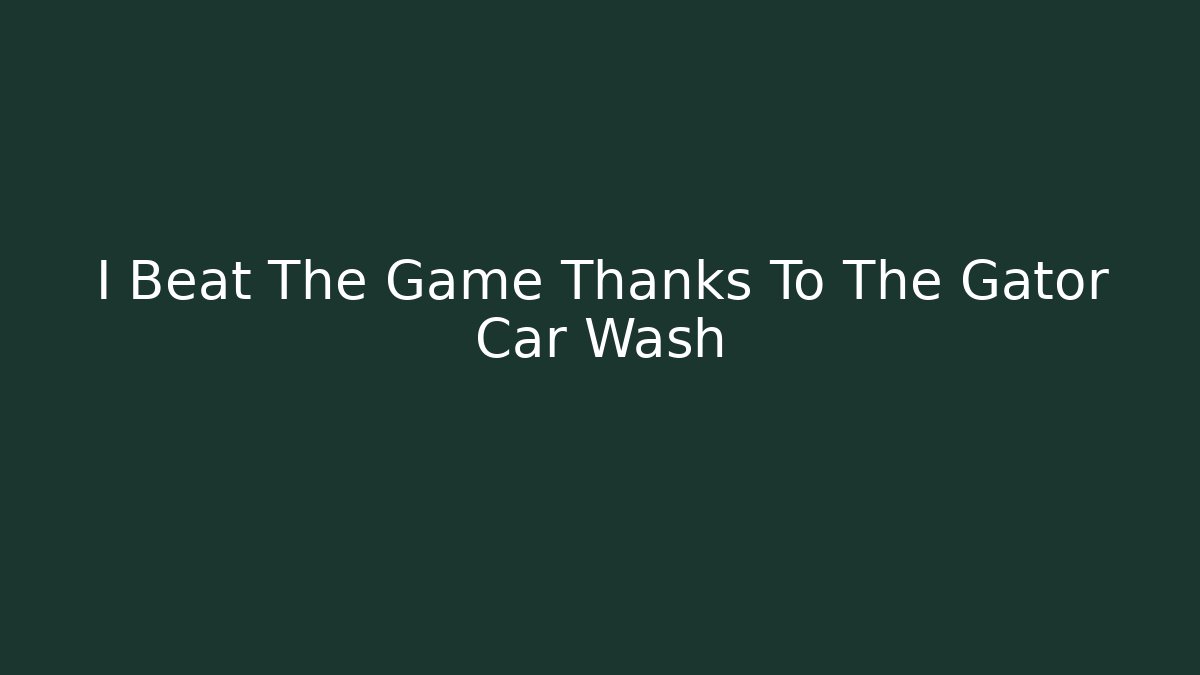 I Beat The Game Thanks To The Gator Car Wash