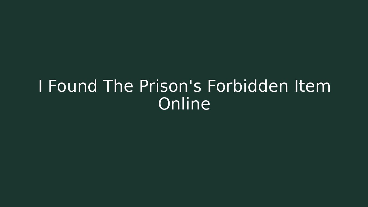 I Found The Prison's Forbidden Item Online
