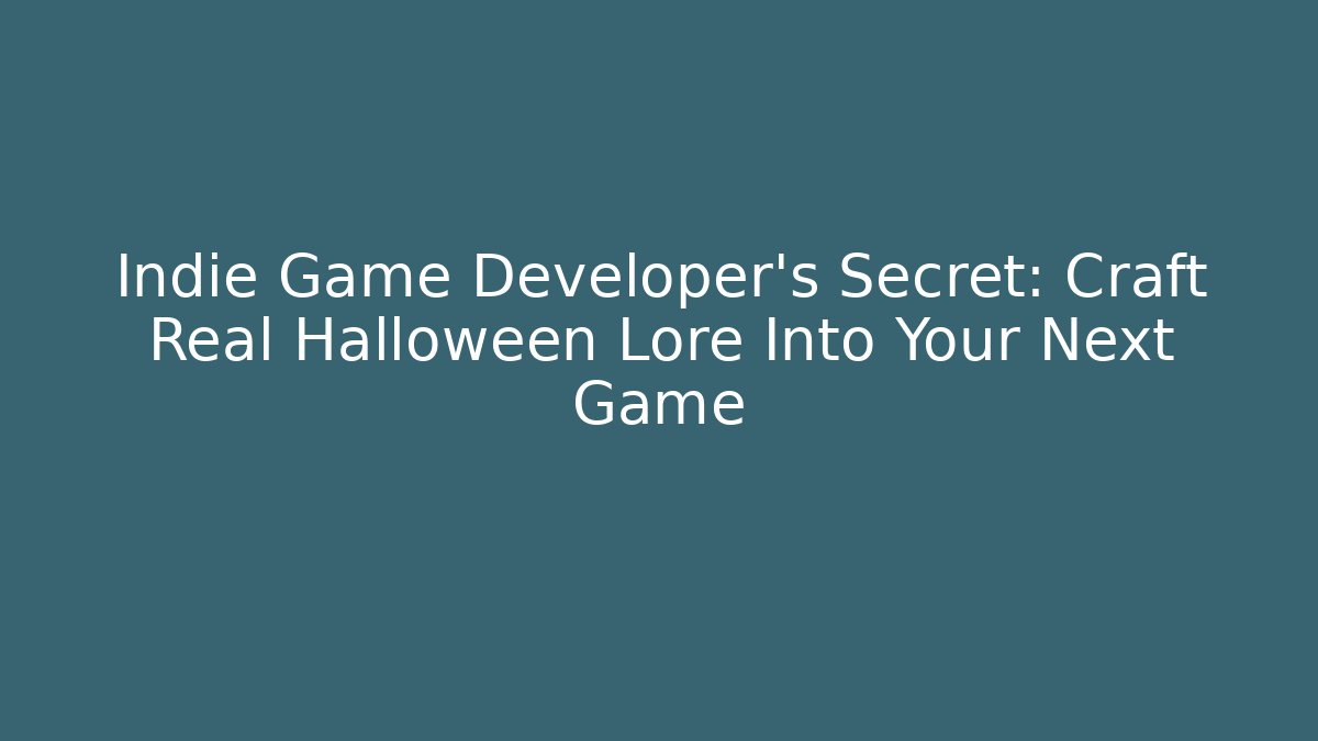 Indie Game Developer's Secret: Craft Real Halloween Lore Into Your Next Game