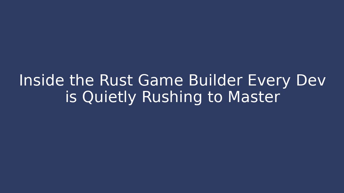 Inside the Rust Game Builder Every Dev is Quietly Rushing to Master