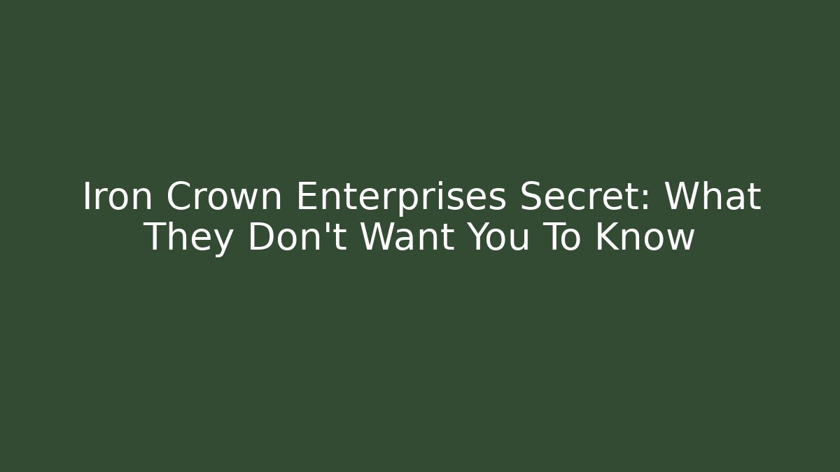 Iron Crown Enterprises Secret: What They Don't Want You To Know