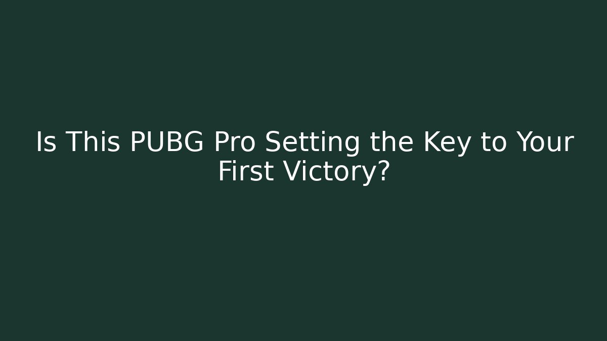 Is This PUBG Pro Setting the Key to Your First Victory?