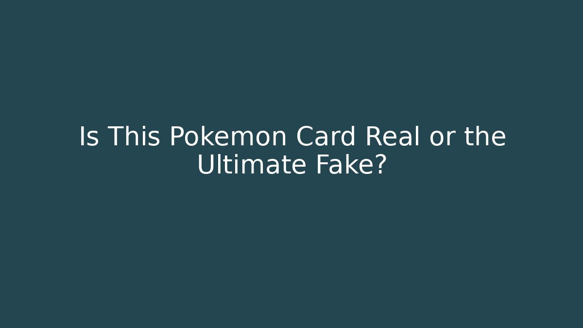 Is This Pokémon Card Real or the Ultimate Fake?