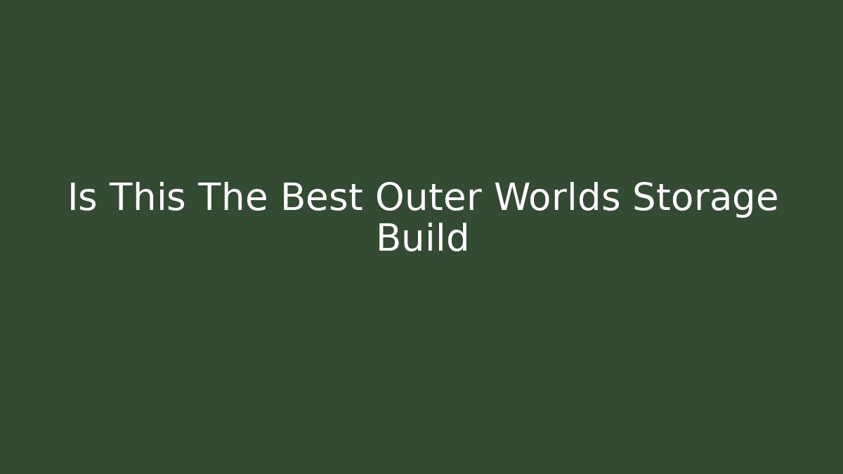 Is This The Best Outer Worlds Storage Build