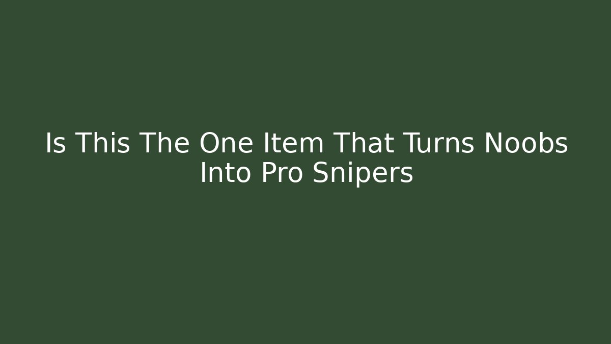 Is This The One Item That Turns Noobs Into Pro Snipers